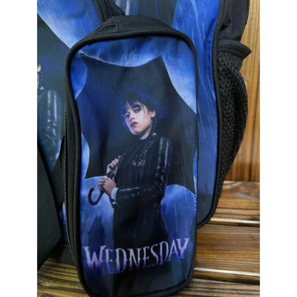NEW Wednesday Addams 3 Piece Backpack Set Bookbag Lunch Bag, Pencil Case School